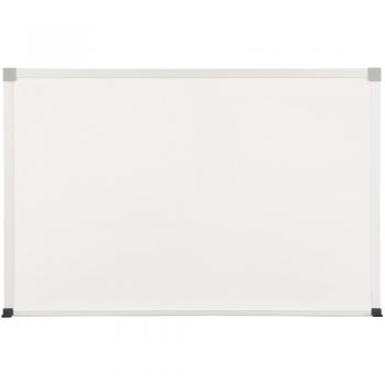 A magnetic dry erase white board, which can double as a bulletin board, is shown. This dry erase magnetic board is made of porcelain covered steel and has a 50 year guarantee.