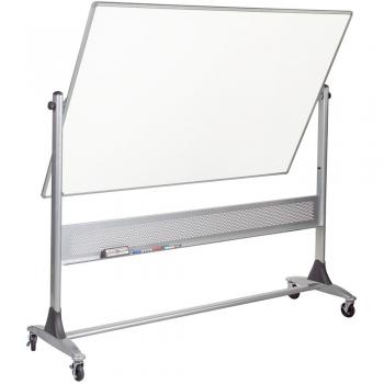 A standing dry erase board for a school is displayed.