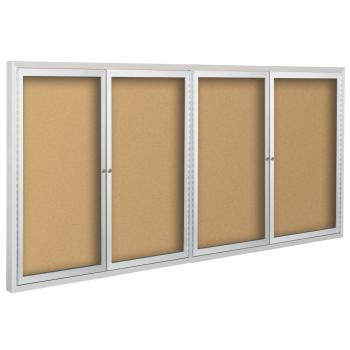 The large covered bulletin board is shown. Doors close on piano hinges to prevent pinching.