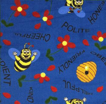 A close up of the Mr. Bee childrens rug.