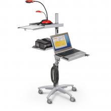 AV projector cart with a laptop and projector is displayed.