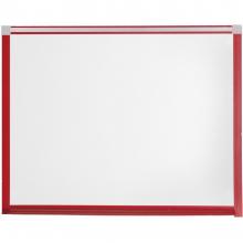 This heavy duty magnetic dry erase whiteboard has a PVC frame and comes already installed with hardware for wall mount.