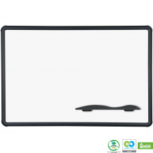 A magnetic porcelain covered steel dry erase board is shown written on in black marker. It is available in 5 different sizes.