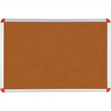A view of the large cork board in red.