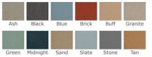 A view of the swatches of the colors that the cork bulletin board is available in.