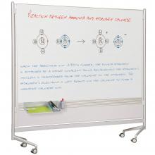 The aluminum frame on the magnetic reversible dry erase whiteboard is sturdy and moves freely around the classroom or into storage.