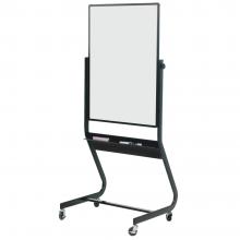 The whiteboard sits on a sturdy black aluminum frame.