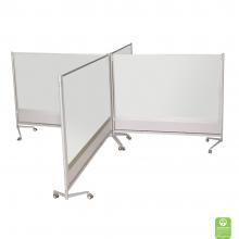 Dry Erase Room Partitions are assembled into cubicles.