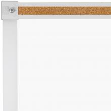 This dry erase magnetic best rite whiteboard features an tack strip that runs along the top length of the board.