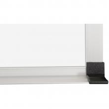 A large melamine dry erase whiteboard with aluminum trim. Includes safety end caps and a full length accessory tray. Available in many sizes. 