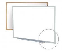 The melamine dry erase white board is available in many different sizes ranging from small to large and has many different frame options.