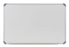 A magnetic dry erase white board with rounded corners. 