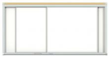 A dry erase white board with sliding panel available in multiple sizes.