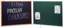 Black and green magnetic chalkboards for classrooms are displayed side by side.