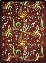 A burgundy learnering carpet for music class is displayed.