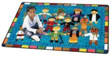 The multicultural "Hello" rug for children is shown in a smaller size.
