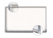 A magnetic whiteboard is displayed with a silver aluminum frame.