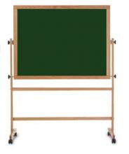 This reversible green chalkboard on a wooden stand swivels 360 degrees and locks into place. The entire stand can be easily moved from place to place on casters that roll smoothly and lock.
