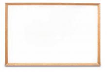 The frame of the melamine dry erase white board is wooden and comes in a variety of finishes.