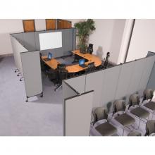 Folding room dividers can be used to create office spaces.