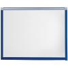 The large magnetic dry erase whiteboard has a heavy duty PVC frame that has rounded edges for increase safety and is available in several colors.