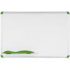 The magnetic dry erase white board is shown in red. It comes in many sizes to suit your needs.