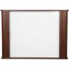 An elegant dry erase white board with sliding door cabinets on both sides. Available in an oak or mahogany finish.