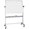 A free standing aluminum framed white board. 