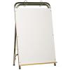 The legs on the easel of this dry erase whiteboard adjust easily to sit on top of a desk or table.