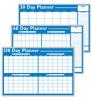 A two-month whiteboard planner shown in three calendar formats.