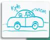 A students picture of a car is drawn on a mini dry erase board. These boards are small enough to be used on the desk of individual student.