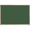 A green porcelain chalkboard with a wood frame for a school.